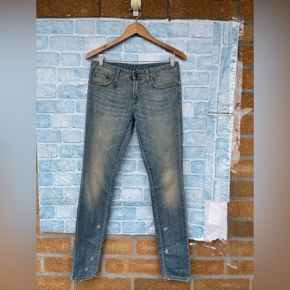R13 Distressed Washed Paint Splatter jeans size 27 - Picture 1 of 16